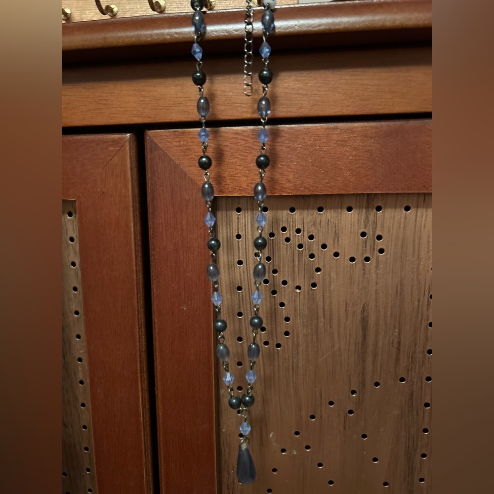 Elegant Blue and Black Beaded Necklace